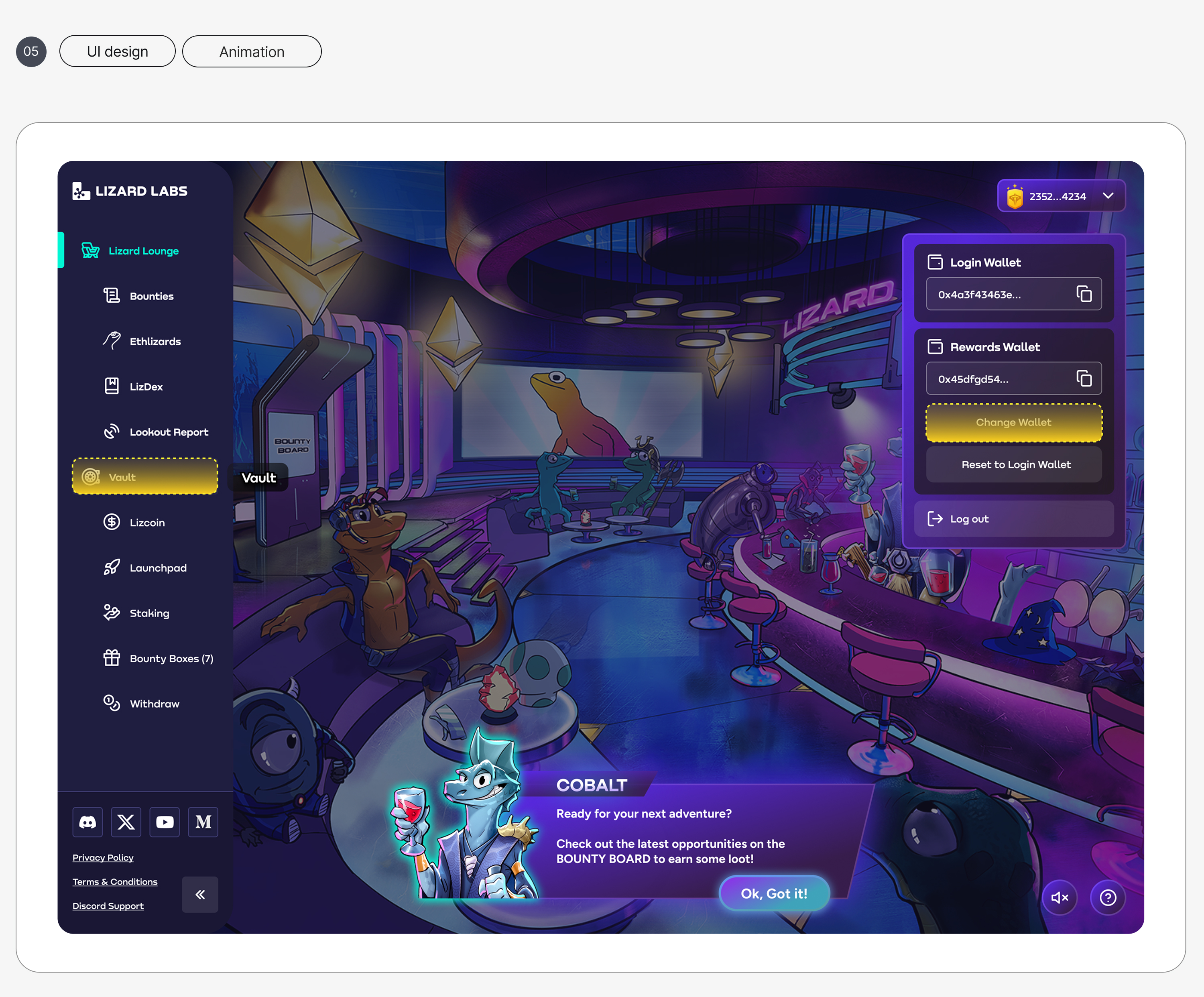Lizard Lounge DAO — artwork & UI